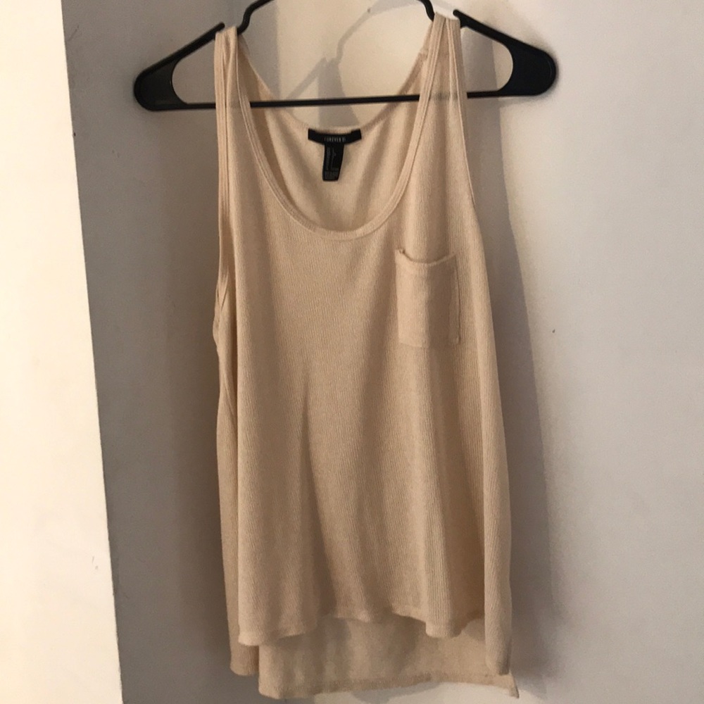 Cream Tank top with Pocket